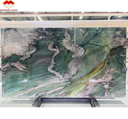 Moderno piso de mármol de calcita Bata Esmeralda verde de cuarcita losa para el panel de pared del hotel
