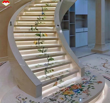 Escaleras de mármol beige pulidas modernas para hoteles y villas