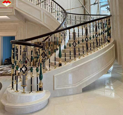 Escaleras de mármol beige pulidas modernas para hoteles y villas
