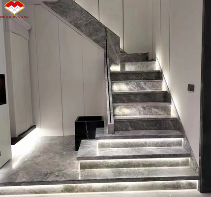 Escaleras de mármol beige pulidas modernas para hoteles y villas