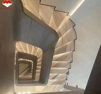 Escaleras de mármol beige pulidas modernas para hoteles y villas
