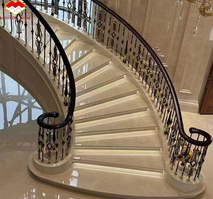 Escaleras de mármol beige pulidas modernas para hoteles y villas