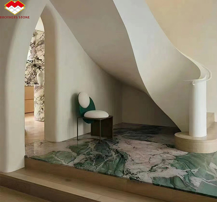 Moderno piso de mármol de calcita Bata Esmeralda verde de cuarcita losa para el panel de pared del hotel