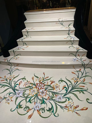 Alfombra de escalera de mármol beige antiderrapante para escalones de piedra natural