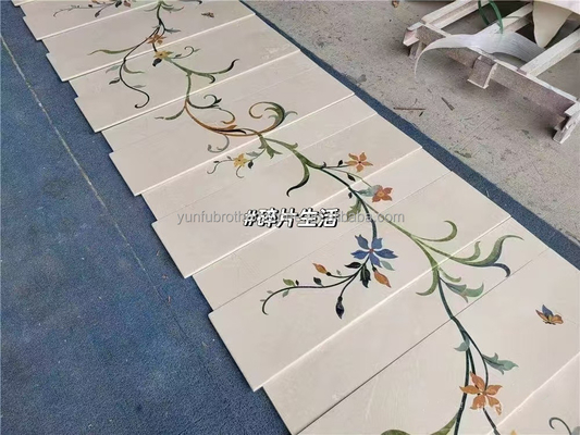 Alfombra de escalera de mármol beige antiderrapante para escalones de piedra natural