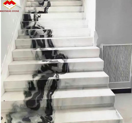 Escalera de mármol blanco Panda para diseño de interiores modernos en hoteles profesionales