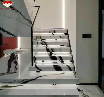 Escalera de mármol blanco Panda para diseño de interiores modernos en hoteles profesionales