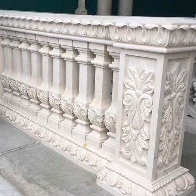 Escalera de mármol de lujo personalizada columna de guarnición para diseño de interiores de estilo villa