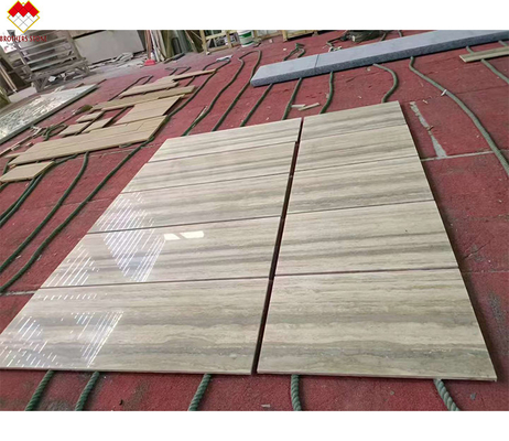 12x24 pulgadas de tamaño Venas grises Beige Travertino de suelo de la losa en buen estado en estilo de diseño moderno