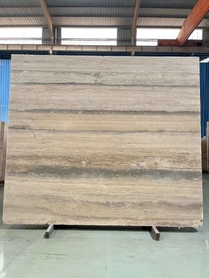 12x24 pulgadas de tamaño Venas grises Beige Travertino de suelo de la losa en buen estado en estilo de diseño moderno