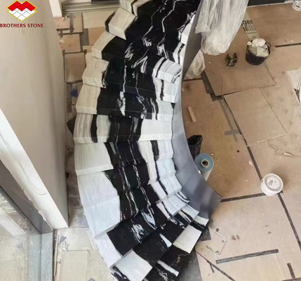 Tablas de escaleras pulidas en mármol blanco panda moderno para diseño de hogares y hoteles