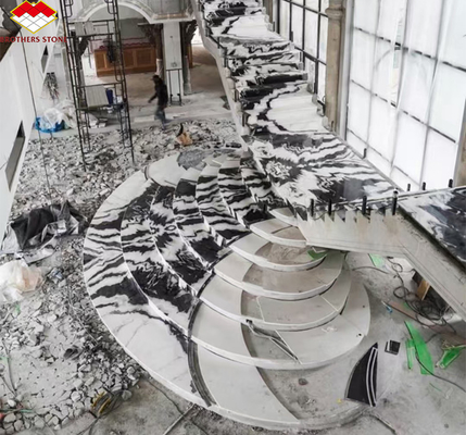 Tablas de escaleras pulidas en mármol blanco panda moderno para diseño de hogares y hoteles