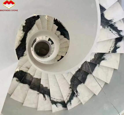 Escaleras de mármol blanco Panda personalizadas de piedra natural para diseño de escaleras rectas