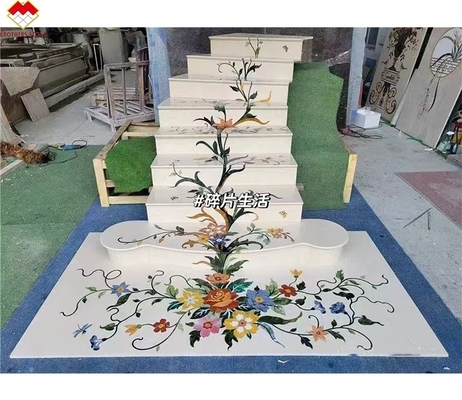 Escalera de piedra natural de lujo antiderrapante con diseño de chorro de agua