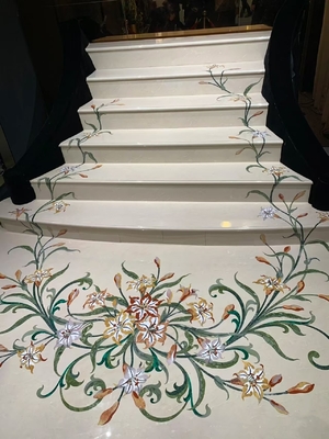 Escalera de piedra natural de lujo antiderrapante con diseño de chorro de agua