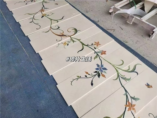 Escalera de piedra natural de lujo antiderrapante con diseño de chorro de agua