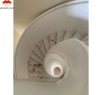 Escaleras de piedra artificial antiderrapante brillantes azulejos para escaleras rectas interiores de diseño moderno