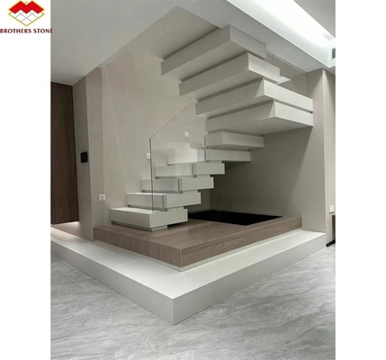 Escaleras de piedra artificial antiderrapante brillantes azulejos para escaleras rectas interiores de diseño moderno