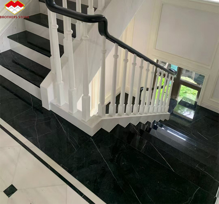 Hotel de diseño moderno Nero Marquina Big Slab Zimbabwe Pisos y escaleras de mármol negro