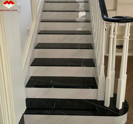 Hotel de diseño moderno Nero Marquina Big Slab Zimbabwe Pisos y escaleras de mármol negro