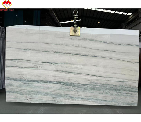Pavimento de cocina moderna y escalera Blanco con venas verdes/grises Calacatta Marmol libro de juego de mesa de escritorio