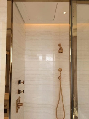 Componente de lavabo interior Translúcido de oro blanco Vena de madera Ollar de ónix losa de mármol para paredes y pisos de grado