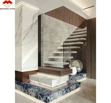 Interior Muebles para el hogar Diseño de escalera de escalera con piedra sinterizada artificial moderna