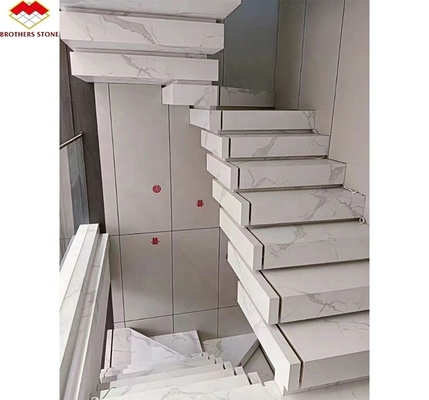 Interior Muebles para el hogar Diseño de escalera de escalera con piedra sinterizada artificial moderna
