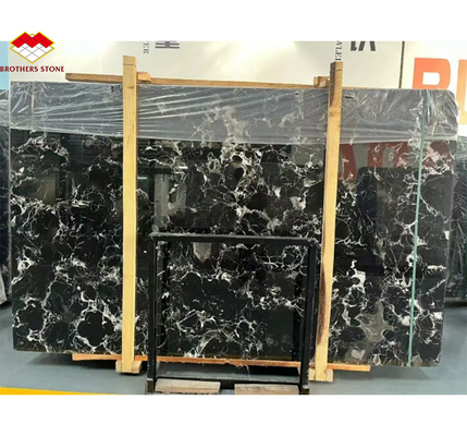 Modern Polished Black Rose Marble Big Slab Set de mesa de comedor para diseño de villas y hoteles