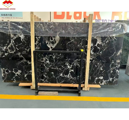 Modern Polished Black Rose Marble Big Slab Set de mesa de comedor para diseño de villas y hoteles