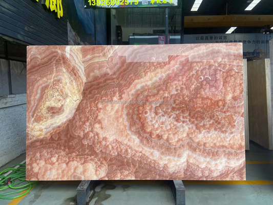 Tejas de piso de losa de ónix de jade de dragón rojo pulido para lavabo Componente de 16 mm de espesor