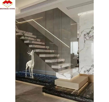 Escaleras de piedra sinterizada de corte a medida para lujo de diseño moderno en varios colores