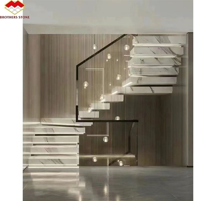 Escaleras de piedra sinterizada de corte a medida para lujo de diseño moderno en varios colores