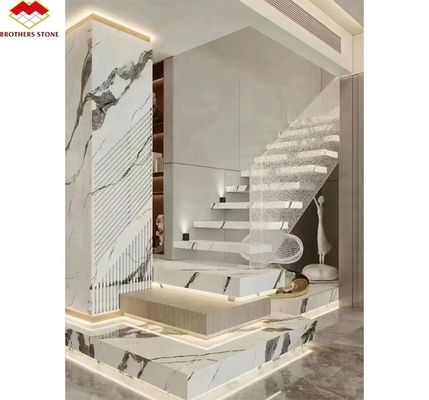 Escaleras de piedra sinterizada de corte a medida para lujo de diseño moderno en varios colores