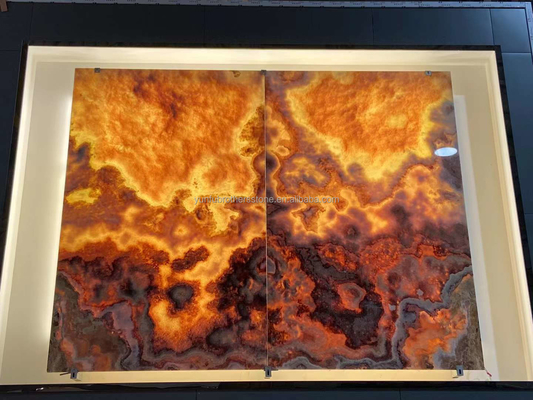 Tejas de piso de losa de ónix de jade de dragón rojo pulido para lavabo Componente de 16 mm de espesor