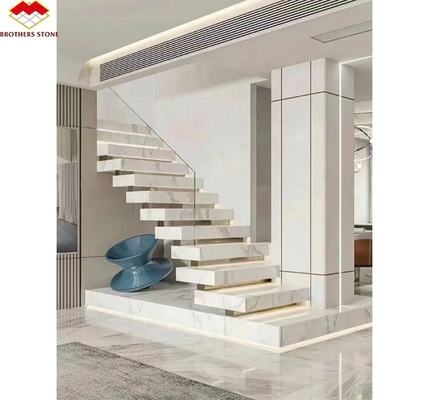 Escaleras de piedra sinterizada de corte a medida para lujo de diseño moderno en varios colores