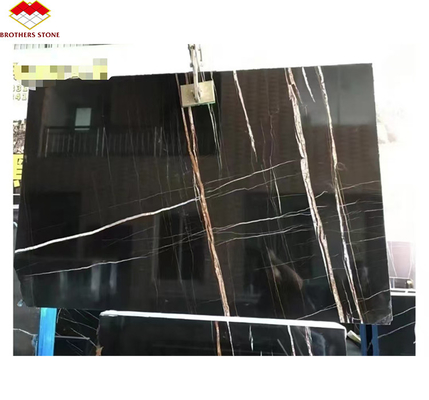 Tabla de hotel moderna gran losa Negro y oro Vena de mármol piso con exótica Lauren 18mm