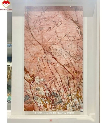 Piedra de cuarcita rosa translúcida de diseño moderno ideal para encimera y mesa