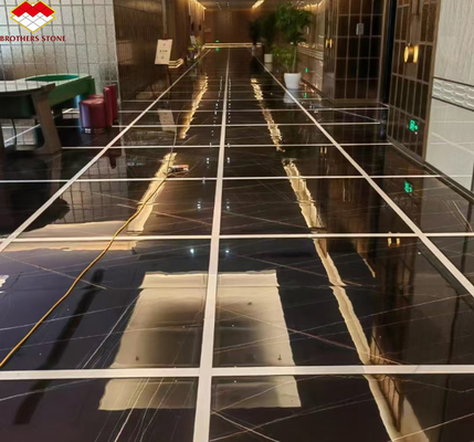 Tabla de hotel moderna gran losa Negro y oro Vena de mármol piso con exótica Lauren 18mm