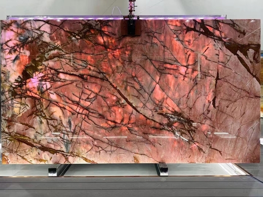 Piedra de cuarcita rosa translúcida de diseño moderno ideal para encimera y mesa