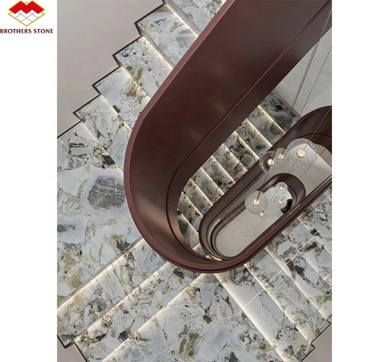 Material de escalera de piedra artificial de diseño moderno de lujo azulejos de piso no resbaladizos para interiores