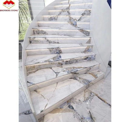 Material de escalera de piedra artificial de diseño moderno de lujo azulejos de piso no resbaladizos para interiores