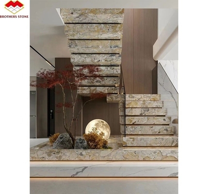 Material de escalera de piedra artificial de diseño moderno de lujo azulejos de piso no resbaladizos para interiores