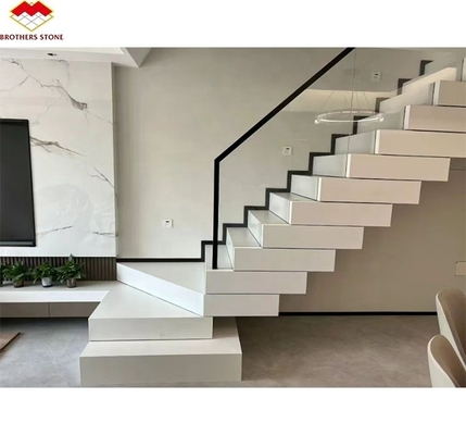 Escalera recta de diseño moderno Escalera de mármol artificial de lujo personalizada