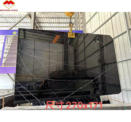 Moderno Nero Marquina Negro Blanco Stipe Mármol Polido Natural Grandes Tablas para Hotel Interior Villa