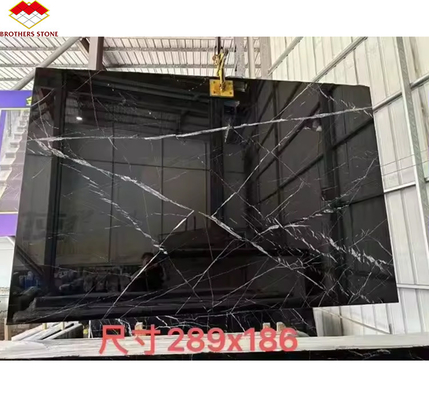 Moderno Nero Marquina Negro Blanco Stipe Mármol Polido Natural Grandes Tablas para Hotel Interior Villa