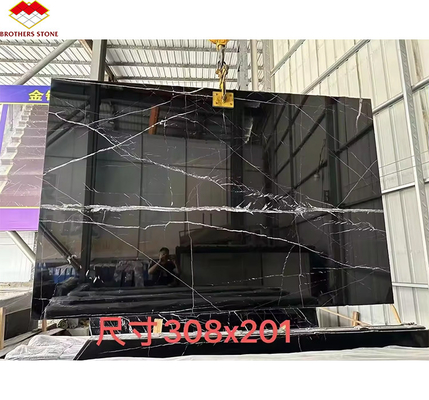 Moderno Nero Marquina Negro Blanco Stipe Mármol Polido Natural Grandes Tablas para Hotel Interior Villa