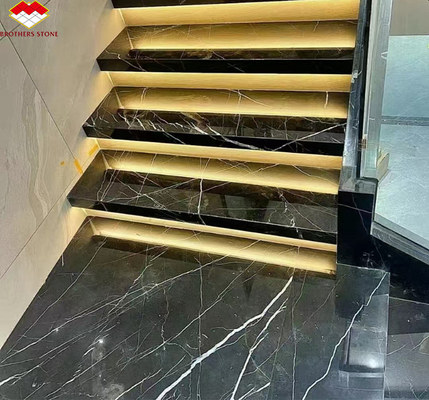 Moderno Nero Marquina Negro Blanco Stipe Mármol Polido Natural Grandes Tablas para Hotel Interior Villa