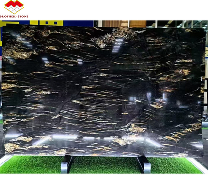 Pluma de Fénix Natural Moderno Oro Negro Escalera de piedra de mármol Pisos de azulejos Gran pizarra