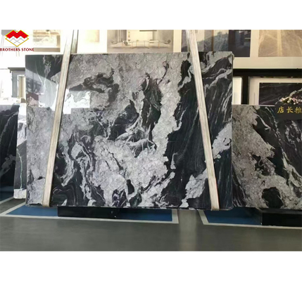 Superficie del hotel acabado de mármol negro italiano Fendy pulido con tejas de venas blancas